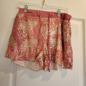 Moon Ryder Glamorous Sequin Shorts Size L Euc